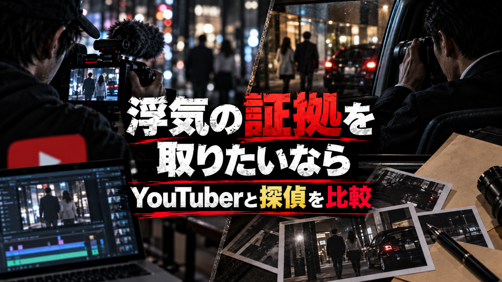 浮気の証拠を取りたい人向けに、浮気調査YouTuberと探偵の違いを比較